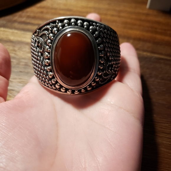 Vintage Sterling Silver Carnelian Bracelet - Picture 8 of 15